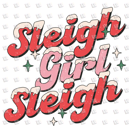 Retro Christmas Sleigh Girl Sleigh - Holidays - DTF Transfer