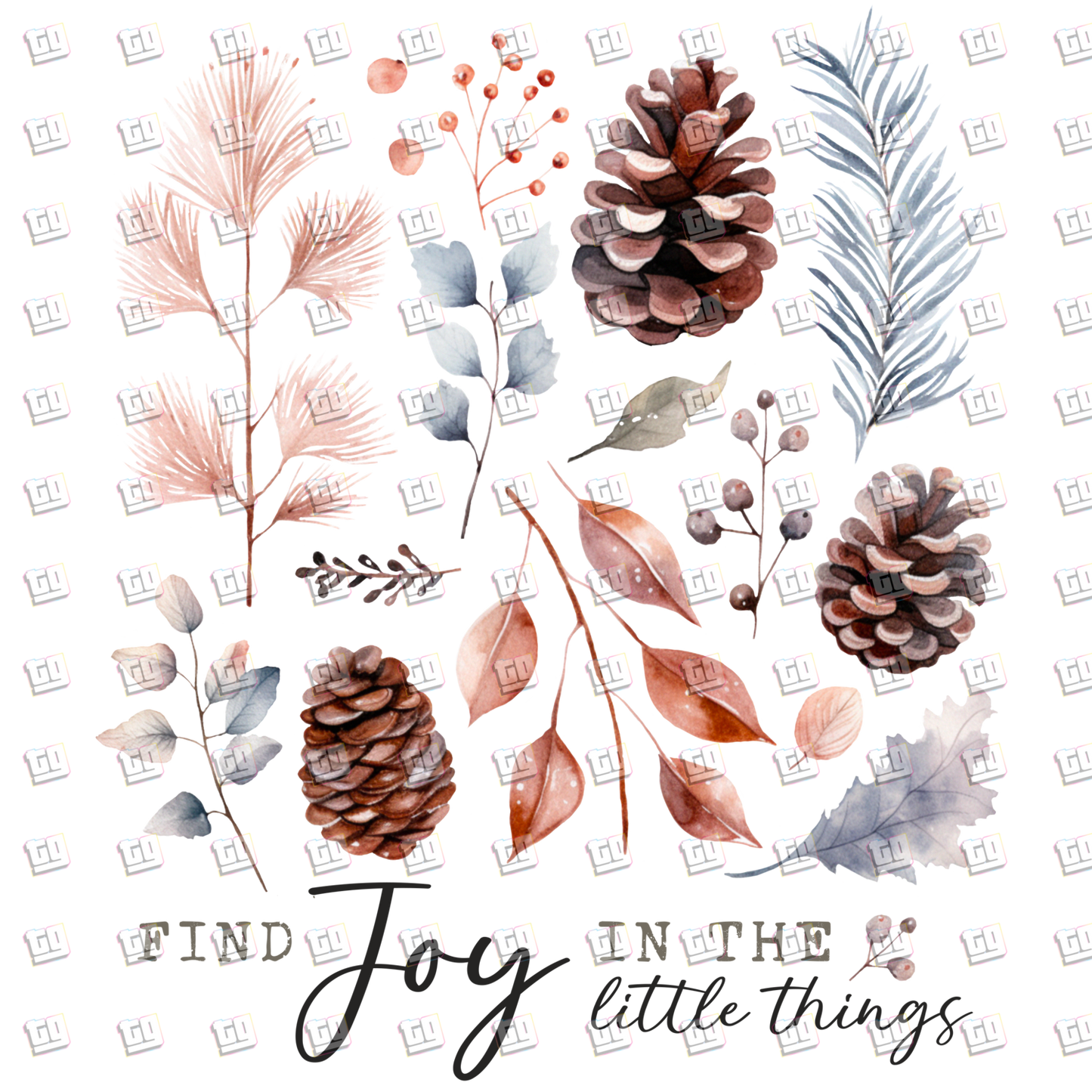 Find Joy In The Little Things (Winter, Pine Cones) - Holidays - DTF Transfer
