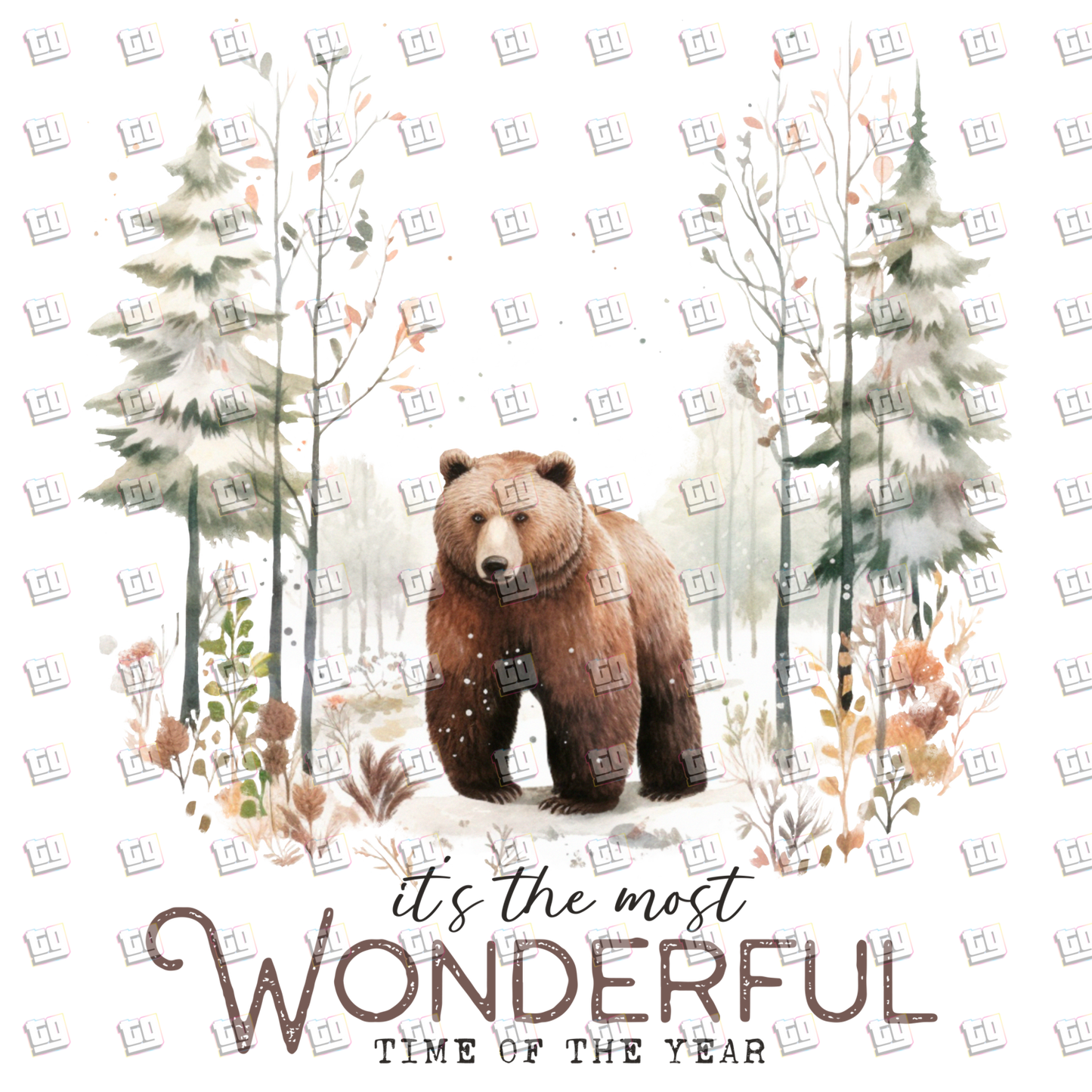 It's The Most Wonderful Time Of The Year (Winter, Snow, Bear, Forest) - Holidays - DTF Transfer