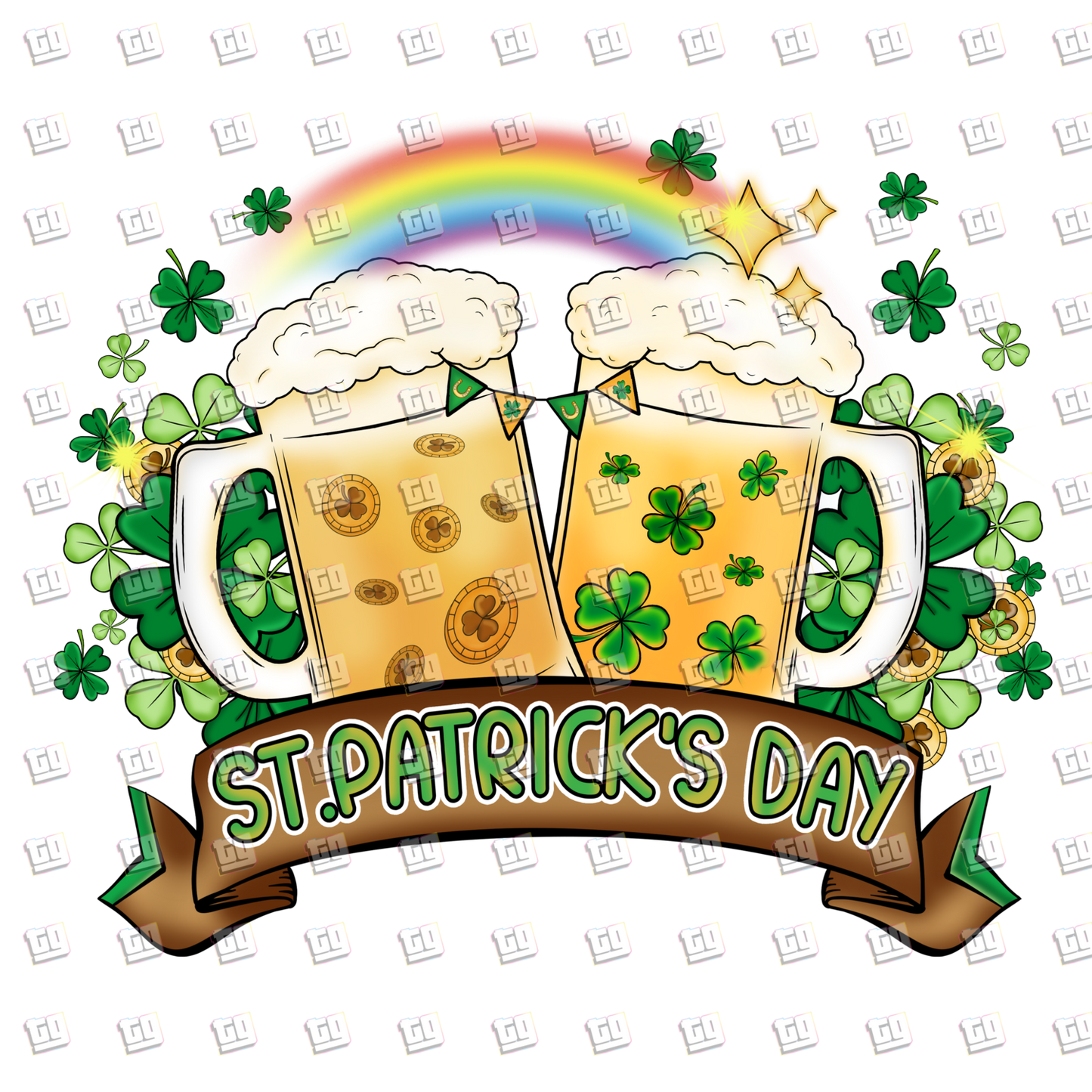 St. Patrick's Day Glasses (Rainbow) - St. Patrick's Day - DTF Transfer