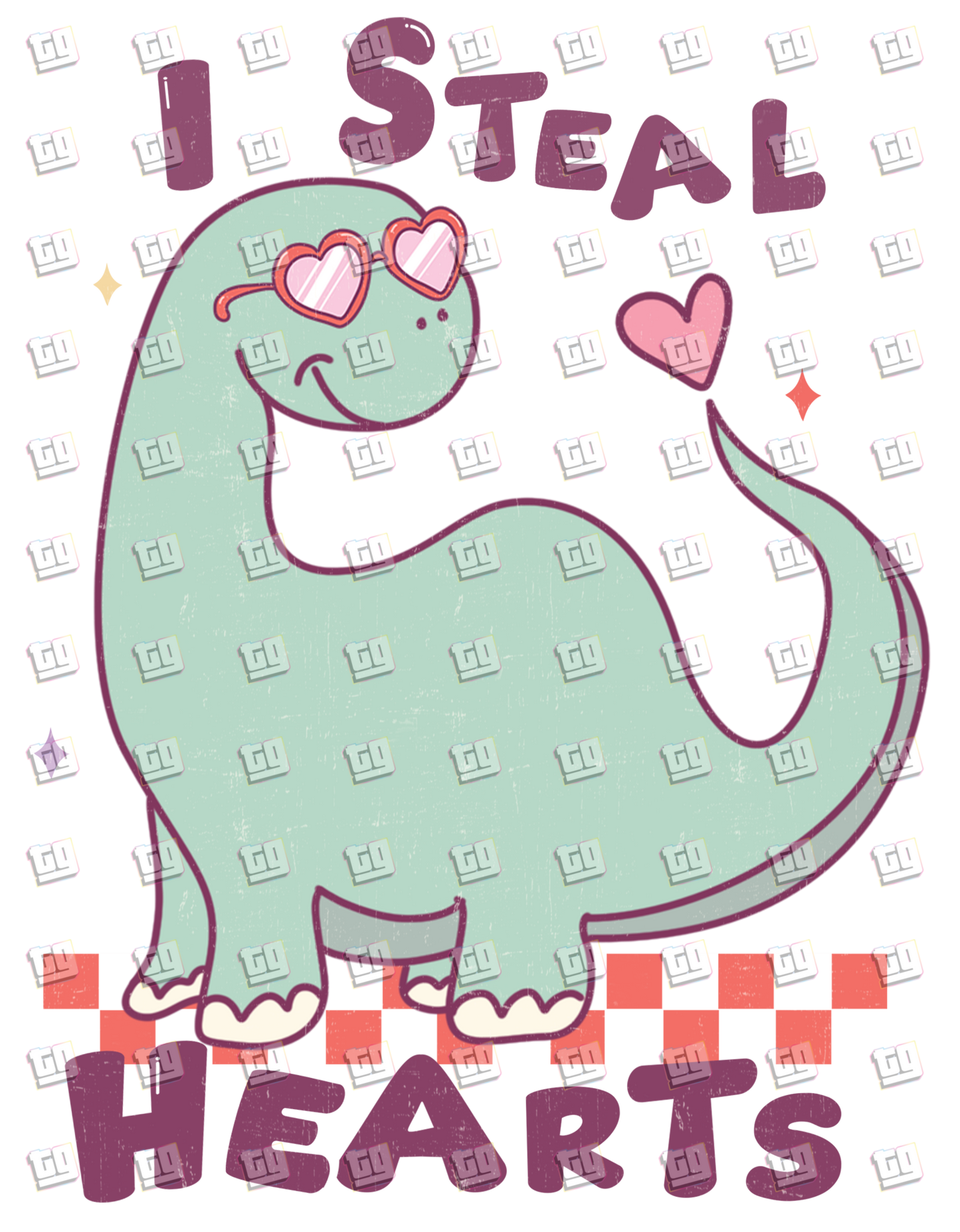 I Steal Hearts Dinosaur` - Valentines - DTF Transfer