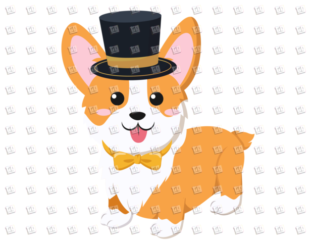 Puppy with Top Hat and Bow-Tie - New Years - DTF Transfer