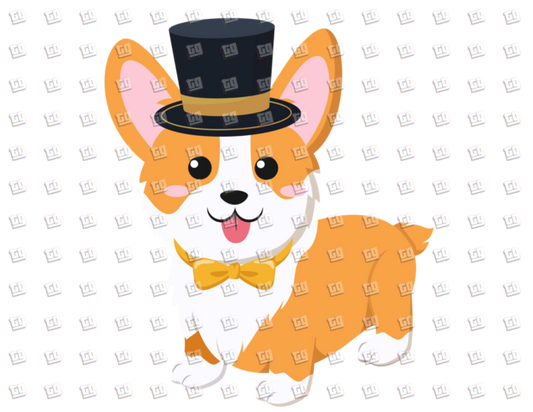 Puppy with Top Hat and Bow-Tie - New Years - DTF Transfer