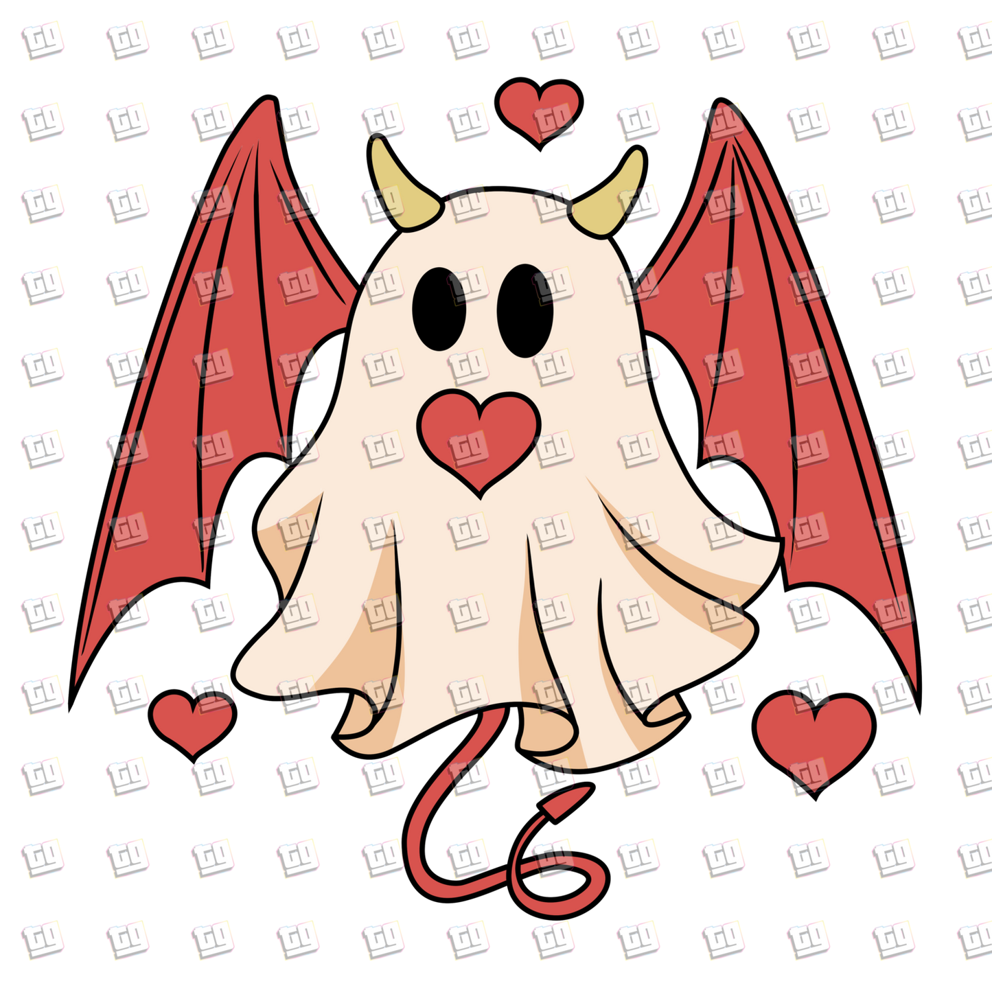 Retro Devil Ghost - Valentines - DTF Transfer