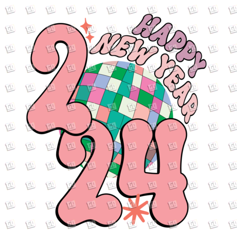 Happy New Year 2024 (Disco Ball) - New Years - DTF Transfer