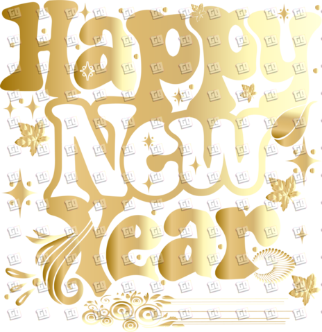Happy New Year (Gold, White) - New Years - DTF Transfer
