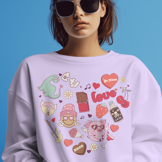 Retro Valentines Day Heart Collage - Valentines - DTF Transfer