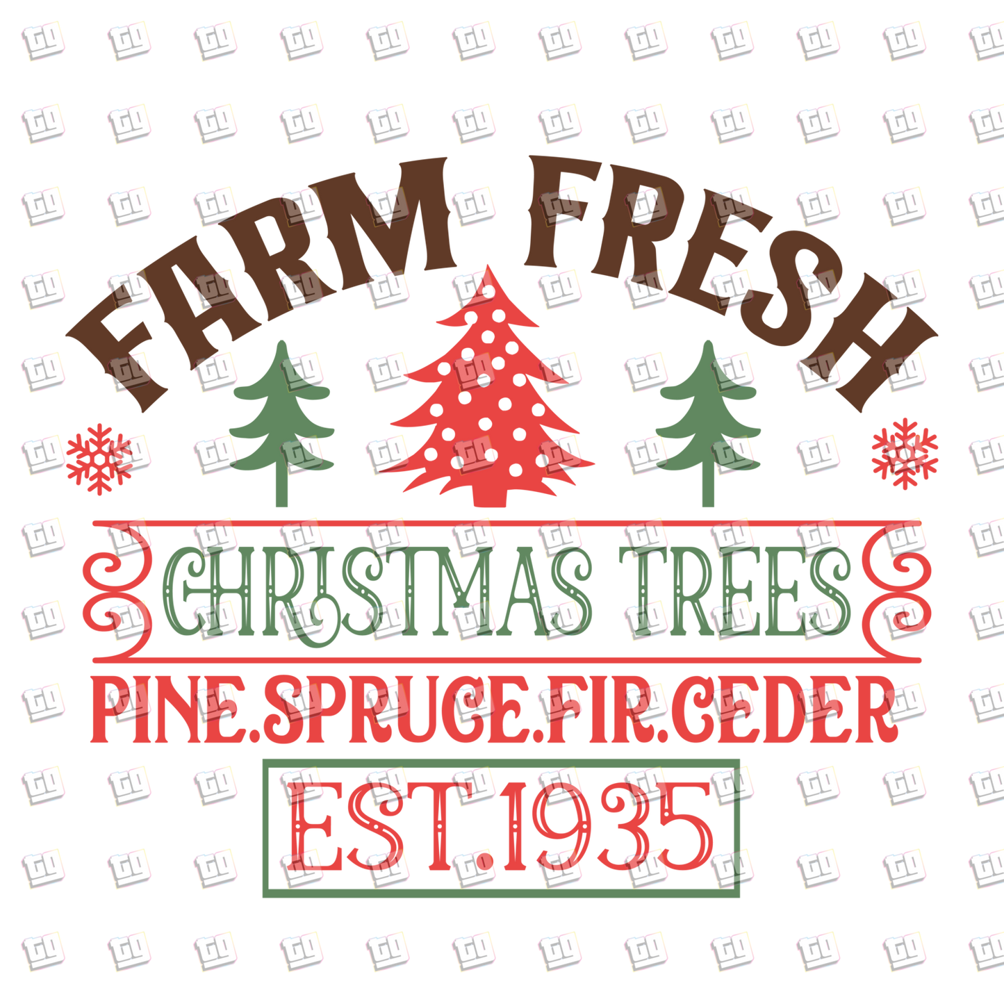 Fresh Farm Christmas Tree Pine. Spruce. Fir. Ceder - Holidays - DTF Transfer