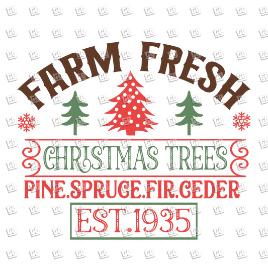 Fresh Farm Christmas Tree Pine. Spruce. Fir. Ceder - Holidays - DTF Transfer