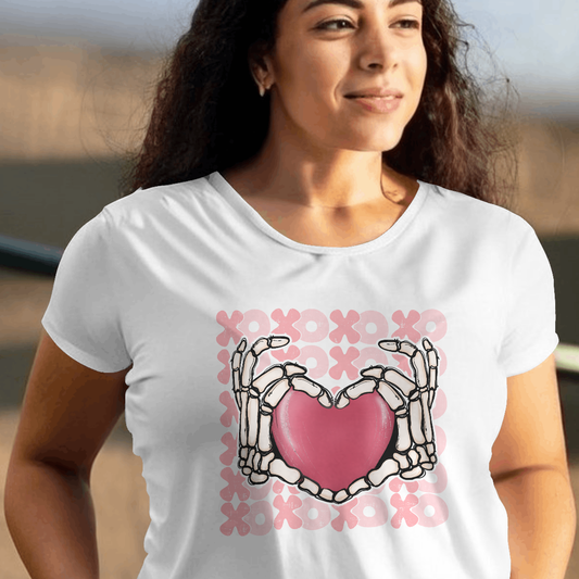XOXO Skeleton Hands Making a Heart  - Valentines - DTF Transfer