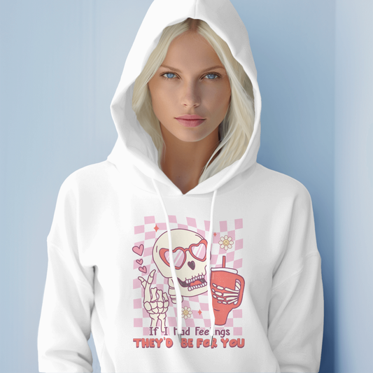If I Had Feelings They'd Be For You (Hearts, Skeleton, Stanley Tumbler) - Valentines - DTF Transfer
