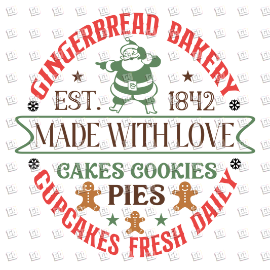 Gingerbread Bakery (Cookies, Pies, Cupcakes)- Holidays - DTF Transfer