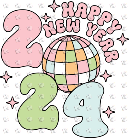 Happy New Year Disco Ball 2024 - New Years - DTF Transfer