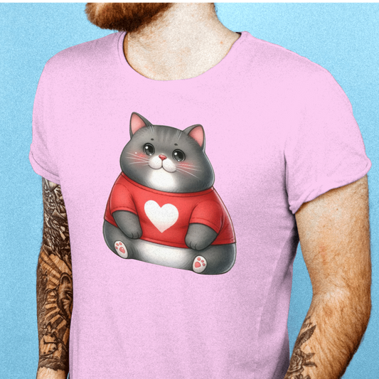 Fat Cat Heart Sweater - Valentines - DTF Transfer