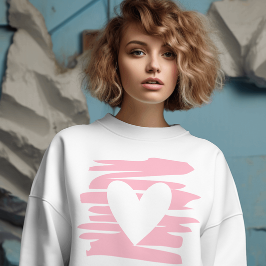 Pink Scribbles White Heart - Valentines - DTF Transfer